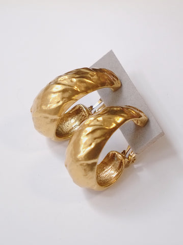 YSL Yves Saint Laurent half hoop golden earrings (Vintage) | on slowness