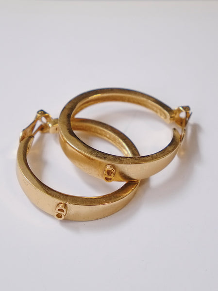 Christian Dior CD large hoops clip on earrings (vintage) | on slowness