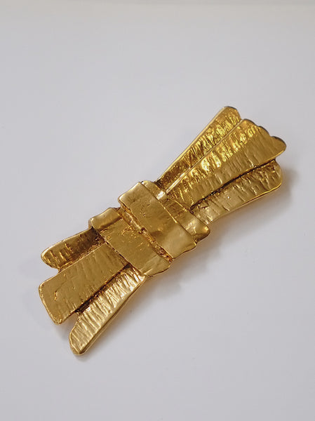 YSL Yves Saint Laurent golden bars brooch (Vintage) | on slowness