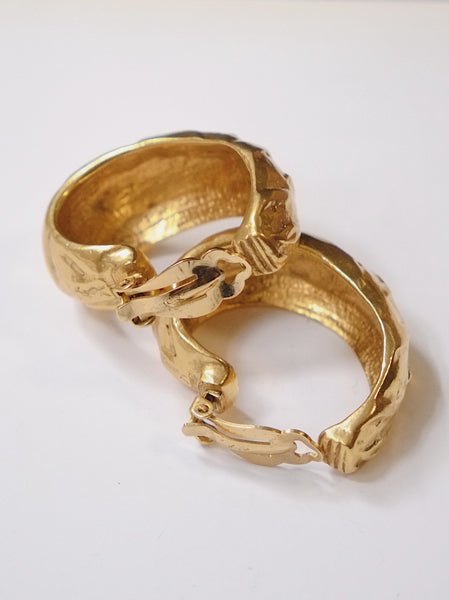 YSL Yves Saint Laurent half hoop golden earrings (Vintage) | on slowness