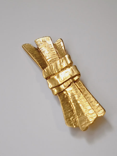 YSL Yves Saint Laurent golden bars brooch (Vintage) | on slowness