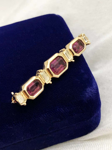 Christian Dior purple crystals bar brooch (Vintage) | on slowness