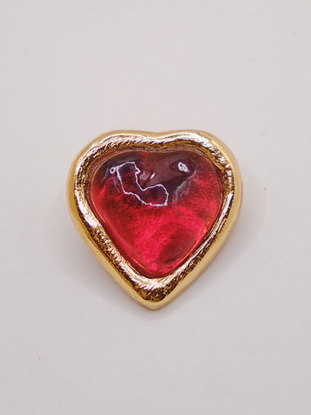 YSL Yves Saint Laurent red heart small brooch (Vintage) | on slowness