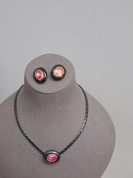 YSL Yves Saint Laurent crystals earrings + necklace set (Vintage) | on slowness