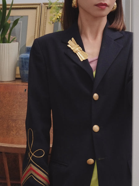 YSL Yves Saint Laurent golden bars brooch (Vintage) | on slowness