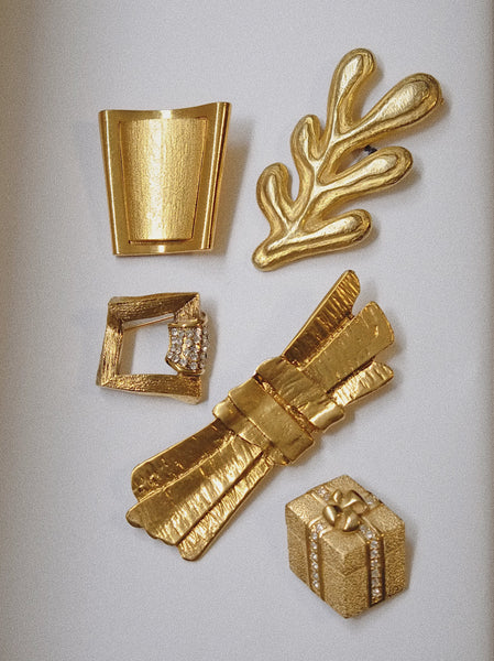 YSL Yves Saint Laurent golden bars brooch (Vintage) | on slowness