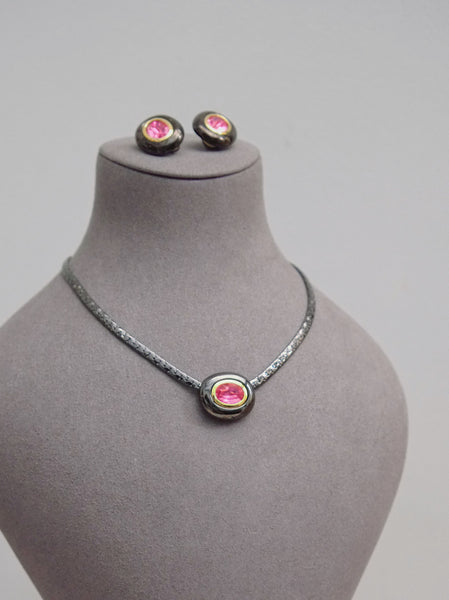 YSL Yves Saint Laurent crystals earrings + necklace set (Vintage) | on slowness