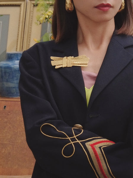 YSL Yves Saint Laurent golden bars brooch (Vintage) | on slowness