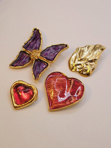 YSL Yves Saint Laurent red heart small brooch (Vintage) | on slowness