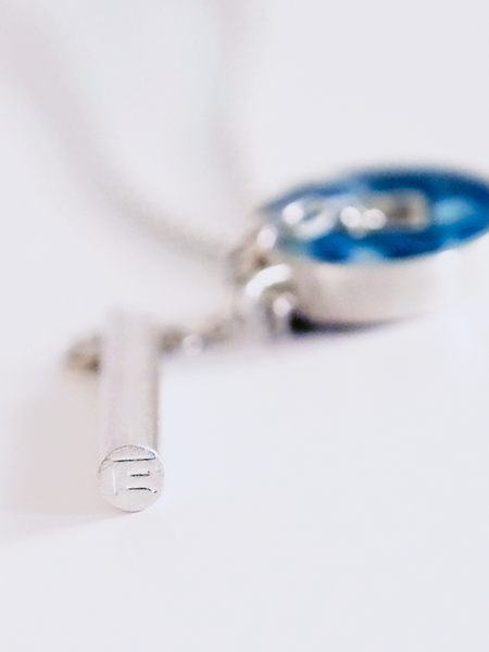 Yichuan Jewellery silver, antique blue and white porcelain necklace square circle small | On Slowness Fashion 