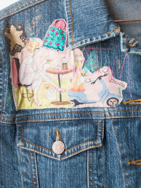 70s Patched Womens Denim Jacket by Elissa-Rose for R.M Verdi | On Slowness Noutlet
