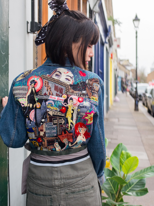 Vintage jean hotsell jacket with patches