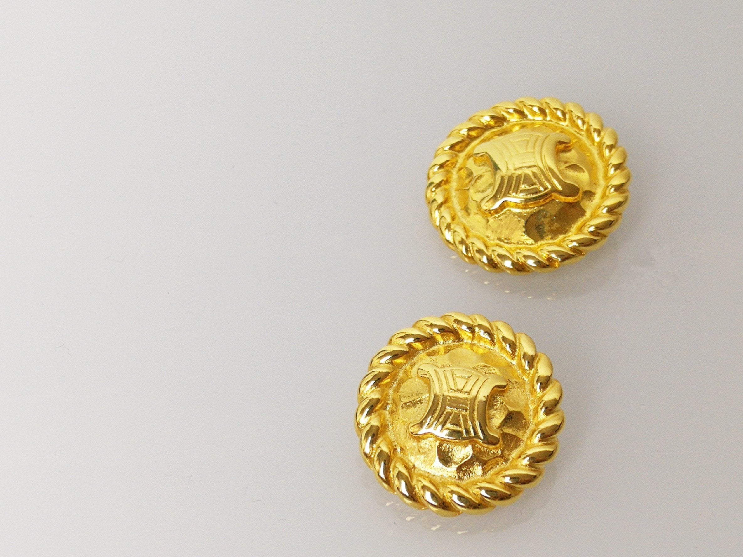 Gold Celine 3D Rectangle Logo Clip on Earrings – RSTKD Vintage