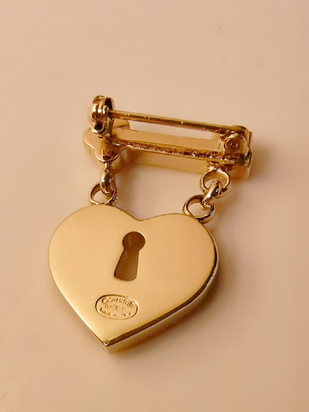 vintage CHANEL jewelry heart locker pin brooch | ON SLOWNESS
