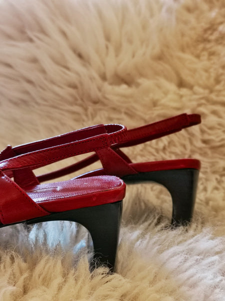 vintage Sergio Rossi red slingback pumps | ON SLOWNESS