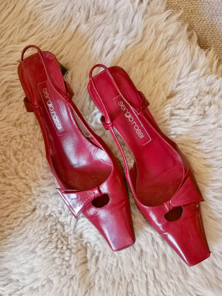 vintage Sergio Rossi red slingback pumps | ON SLOWNESS