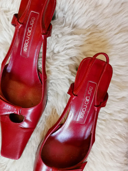 vintage Sergio Rossi red slingback pumps | ON SLOWNESS
