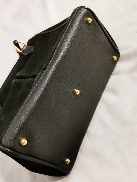 Reserved for India, Gucci bamboo handbag black suede (Vintage)