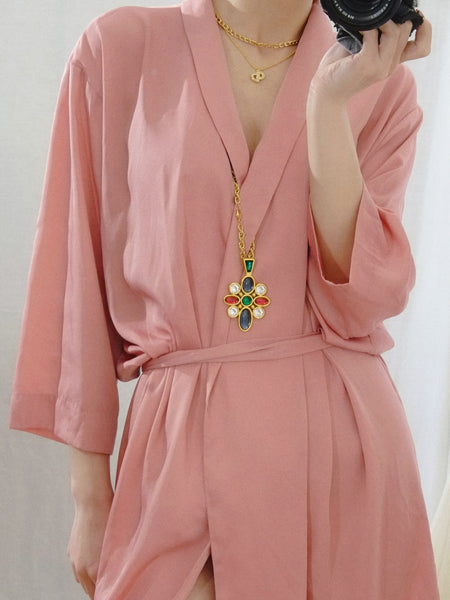 Monet multicoloured stones long chain necklace (vintage)