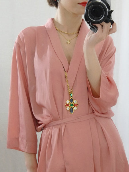 Monet multicoloured stones long chain necklace (vintage)