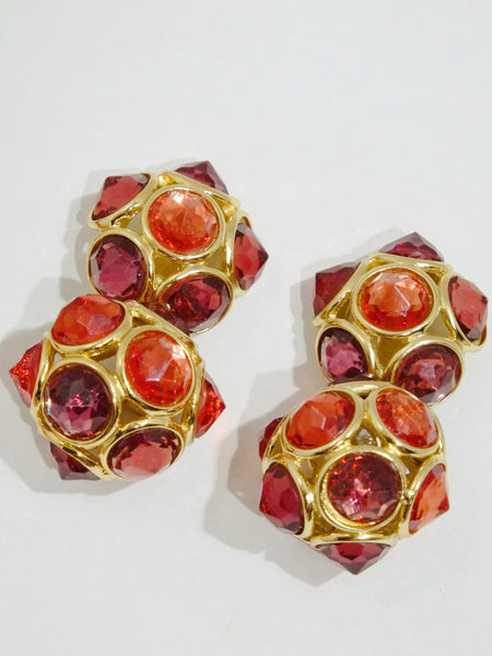 YSL Yves Saint Laurent faceted crystals clip on earrings (Vintage)