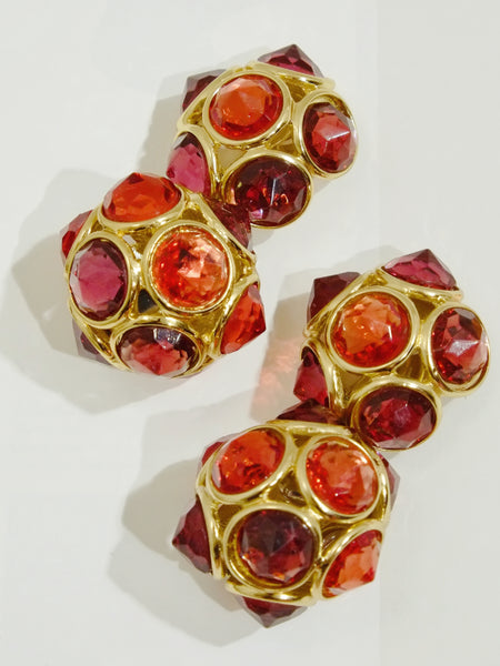 YSL Yves Saint Laurent faceted crystals clip on earrings (Vintage)