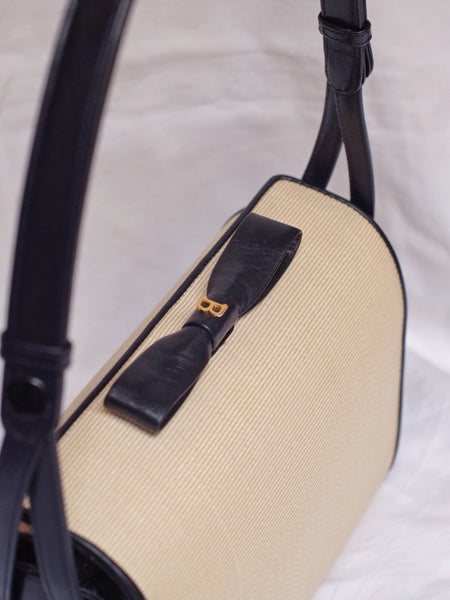 Bally raffia bow handbag (Vintage)