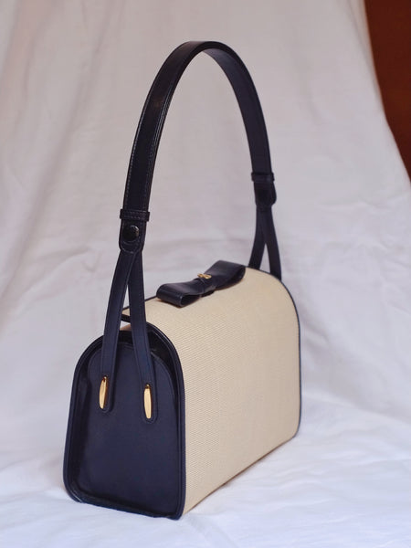 Bally raffia bow handbag (Vintage)