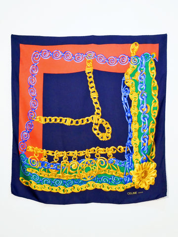 Celine navy silk scarf (vintage)