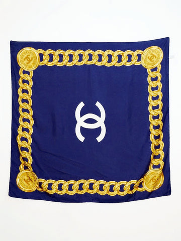 CHANEL navy silk scarf (vintage)