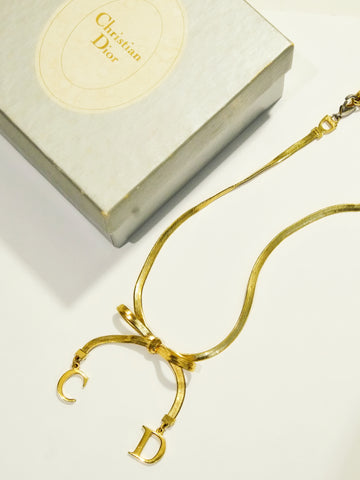 Christian Dior raffia bow necklace (Vintage)