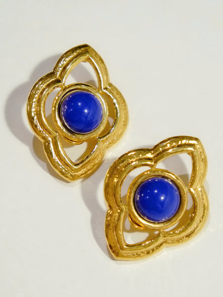 Monet blue faux stones clip on earrings (vintage)