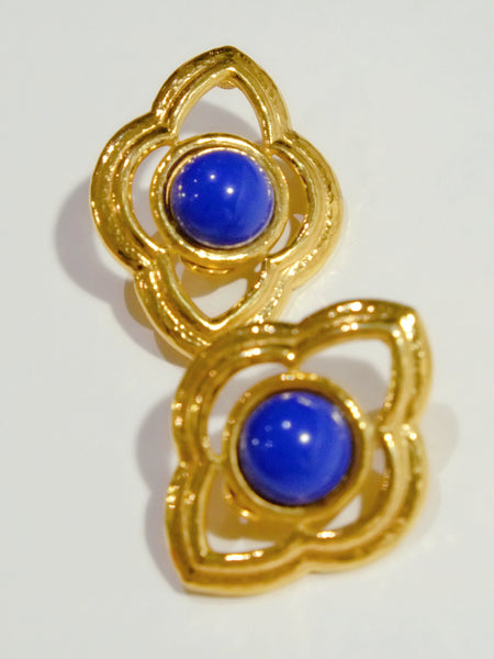Monet blue faux stones clip on earrings (vintage)