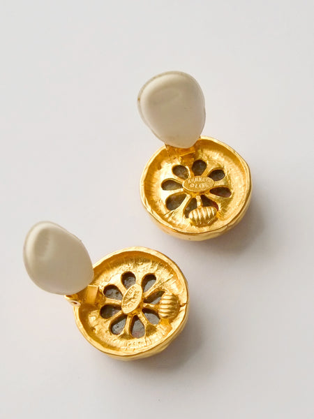 KJL Kenneth Jay Lane faux marble clip on earrings (vintage)