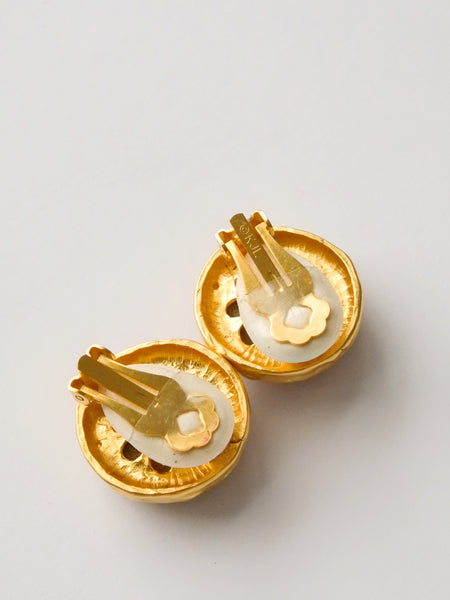 KJL Kenneth Jay Lane faux marble clip on earrings (vintage)