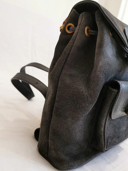 vintage Gucci backpack navy suede | ON SLOWNESS