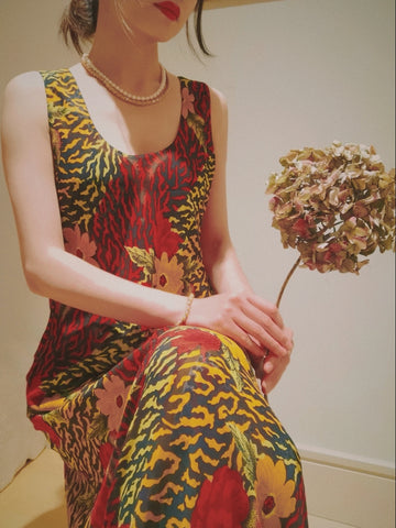 Roses leopard maxi dress (vintage)