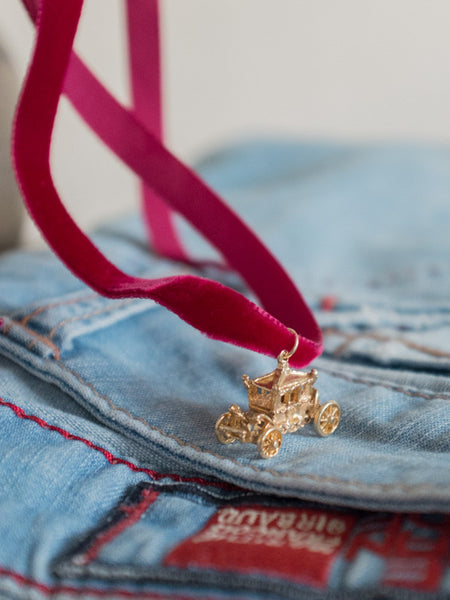 Carriage Vintage Golden Charm for Chokers | Rabbit the Archivist | On Slowness Jewellery