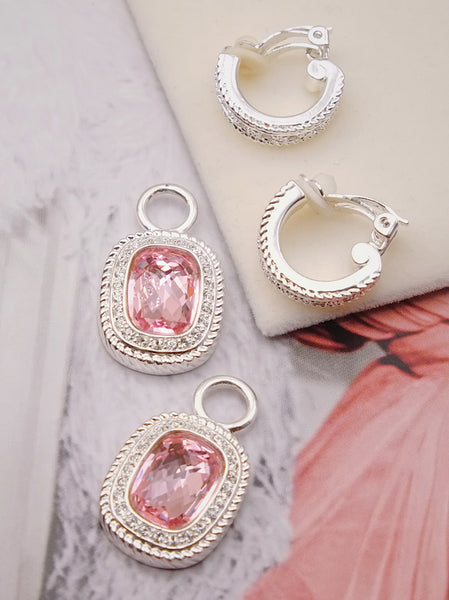 Vintage bridal jewellery earrings Pink Swarovski crystals drops earrings | on slowness