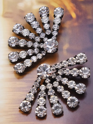 Extra Large Statement fancy fan diamanté earrings | on slowness
