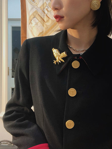 Mauritius Kestrel golden brooch (vintage)