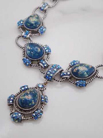 Vintage statement necklace blue | on slowness