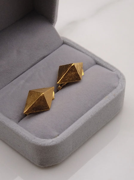 YSL Yves Saint Laurent golden pyramids clip on earrings (vintage)