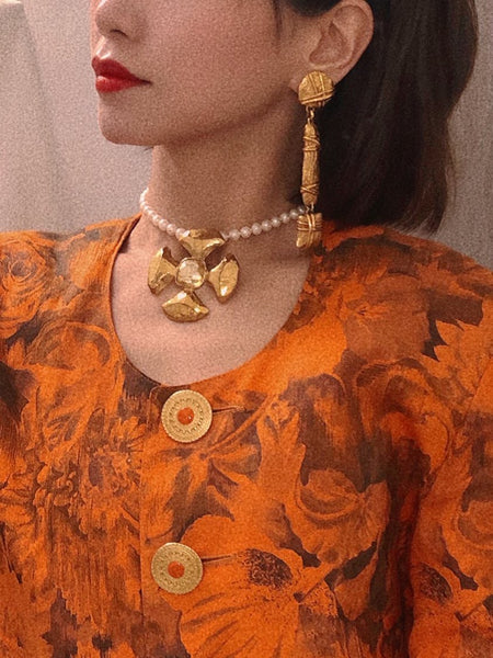 YSL Yves Saint Laurent Maltese cross brooch pendant (Vintage)