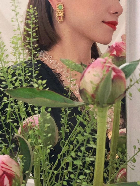 Guy Laroche ornamental gold drop earrings (Vintage)