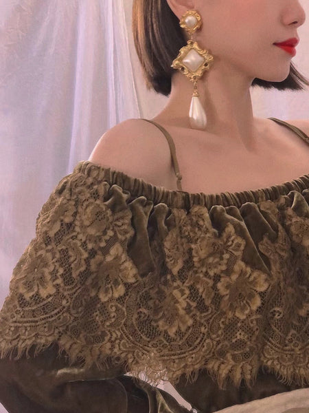 Jacky de G statement oversized runway faux pearls clip on earrings (vintage)