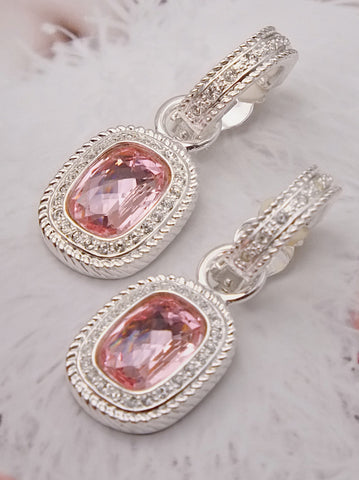 Vintage bridal jewellery earrings Pink Swarovski crystals drops earrings | on slowness
