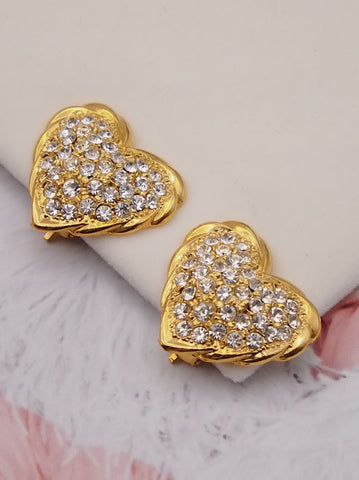 Rhinestones hearts earrings (Vintage)
