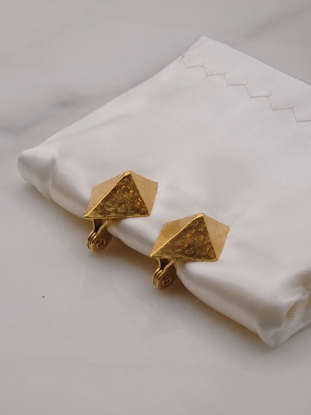 YSL Yves Saint Laurent golden pyramids clip on earrings (vintage)