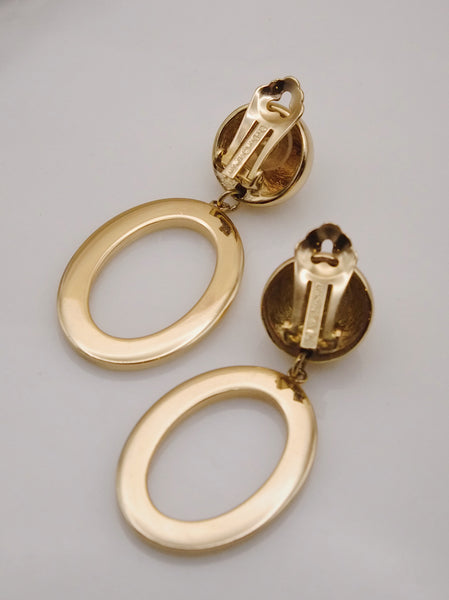 Pre-owned vintage statement Christian Dior golden hoop earrings | on slowness